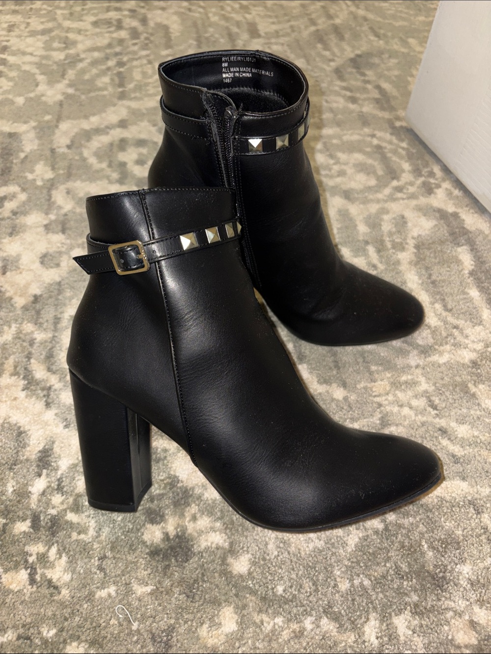 Women’s Black Stud-Trim Ankle Boots